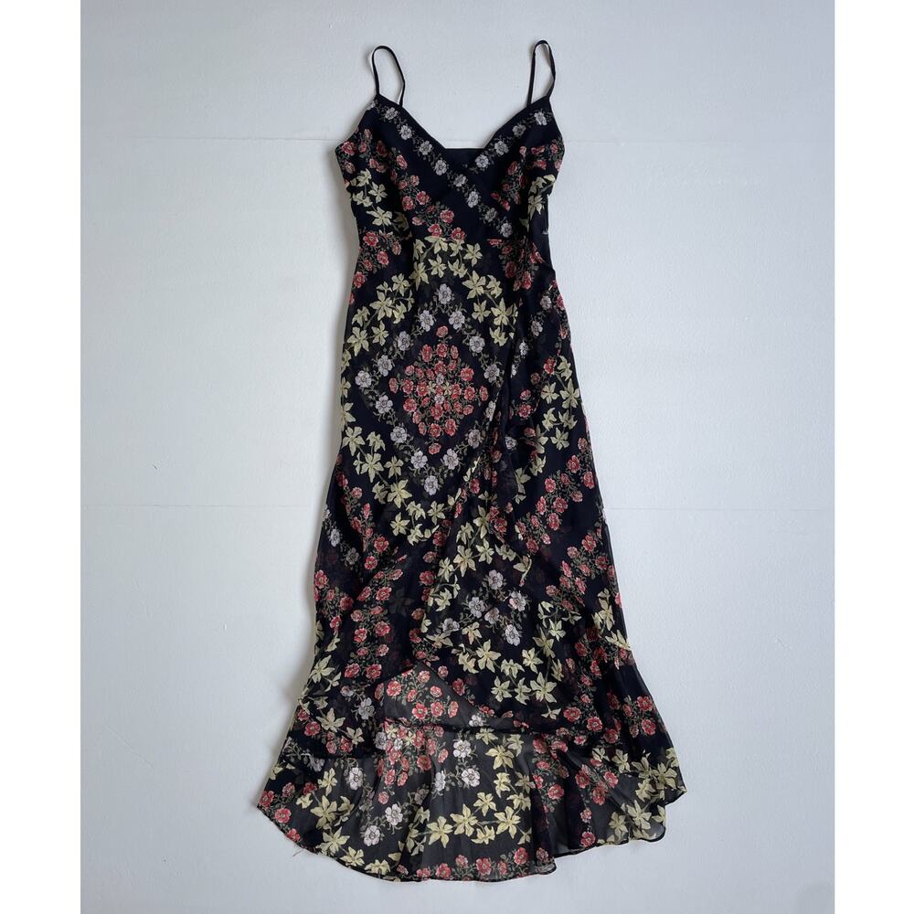 GUESS Makaila Floral-Print High/Low Dress / S / Whimsigoth Ruffle Maxi Slip Glam